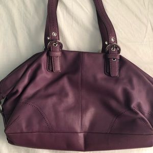 Purple leather Coach tote bag convertible